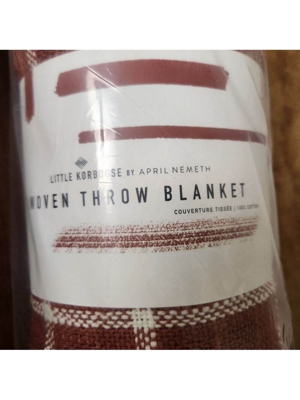 Little Korboose Woven Throw Blanket Rust NWT April Nemeth - Picture 7 of 9